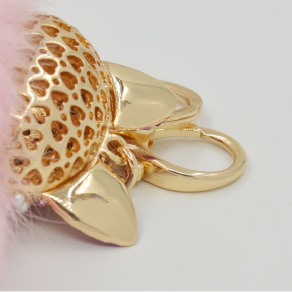 NEW Jeweled Fox pom pom Handbag Charm / Keychain - Picture 3 of 3
